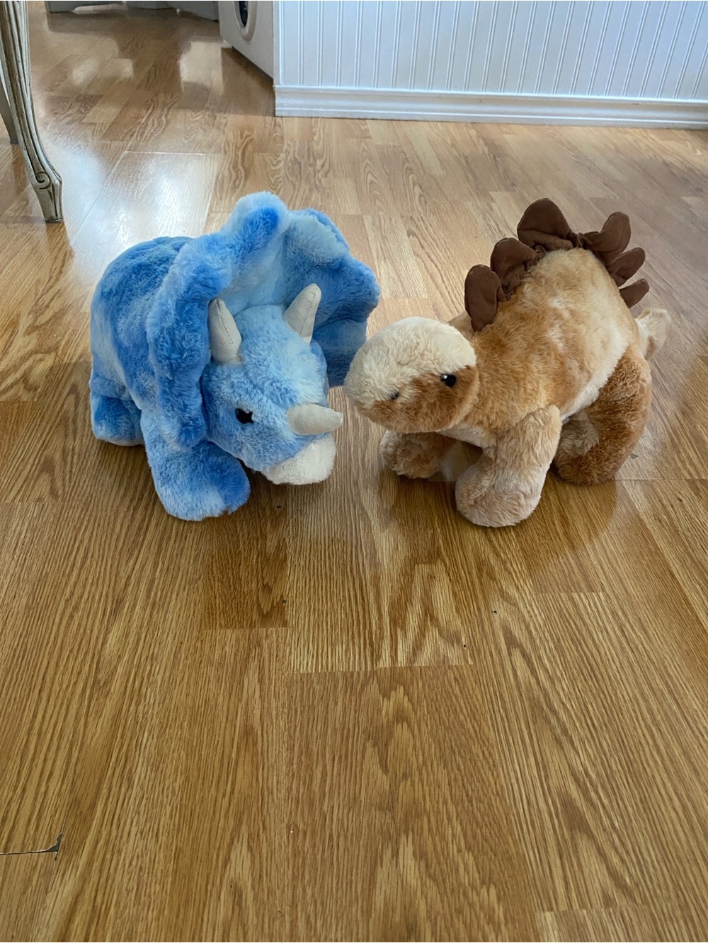FAO Schwarz Glow Brights Roaring Triceratops & Stegosaurus Plush Dino Duo